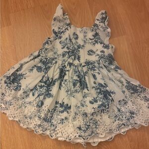 LoveShackFancy Blue and White Baby Dress